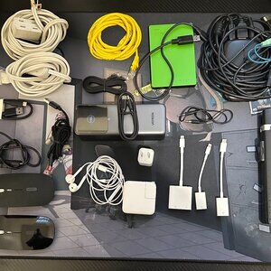 Charging Cords, Ethernet Cable, Adapters, Hard Drive, Power Bank, Mouse, Capture